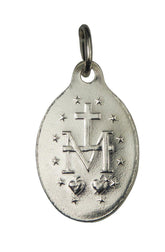 Médaille Vierge Miraculeuse Laiton Argenté 20 mm Epoxy Bleue médaille Souvenirs de Lourdes